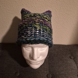 Multicolor Knit Cat Ear Beanie